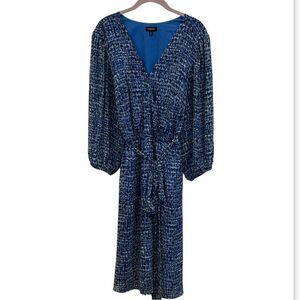 Cheztu Women’s plus size 22 blue geometric print midi dress